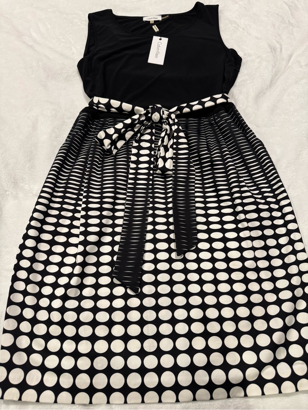 Calvin Klein Black and White Sleeveless Midi Dress NWT